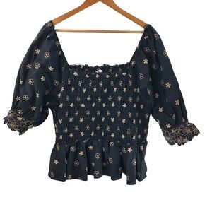 Edgely Top Sz 4X Smocked Cottagecore  Babydoll Boho Prairie Whimsygoth Regency